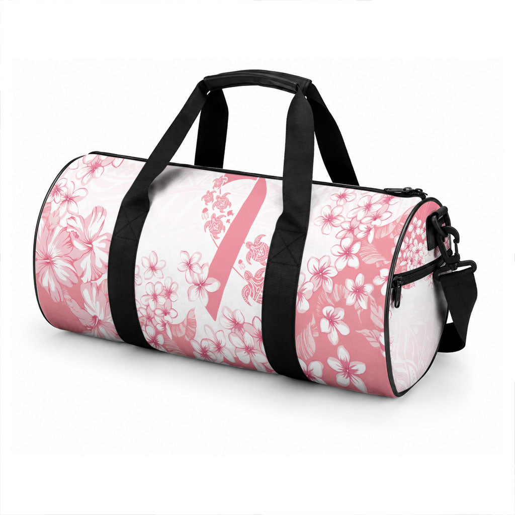 Breast Cancer Awareness Polynesian Duffle Bag Floral Pink Ribbon