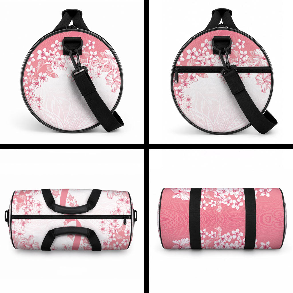 Breast Cancer Awareness Polynesian Duffle Bag Floral Pink Ribbon