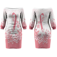 Breast Cancer Awareness Polynesian Family Matching Off The Shoulder Long Sleeve Dress and Hawaiian Shirt Floral Pink Ribbon