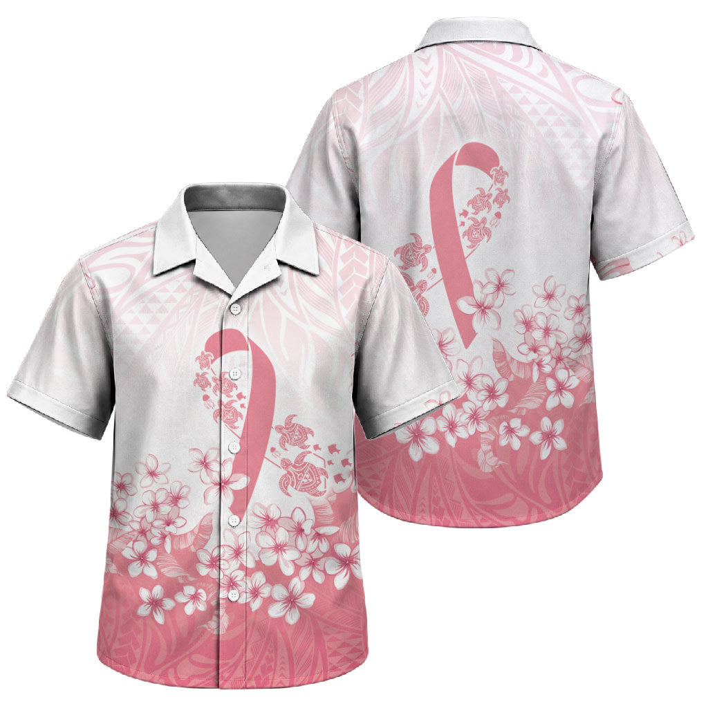 Breast Cancer Awareness Polynesian Family Matching Off Shoulder Maxi Dress and Hawaiian Shirt Floral Pink Ribbon