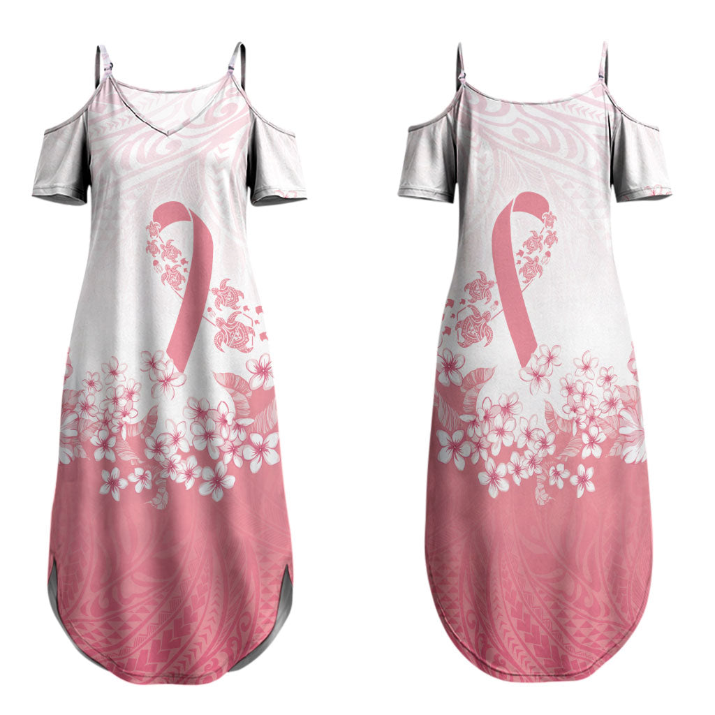Breast Cancer Awareness Polynesian Family Matching Summer Maxi Dress and Hawaiian Shirt Floral Pink Ribbon