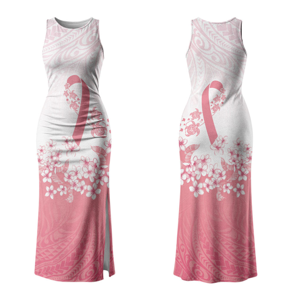 Breast Cancer Awareness Polynesian Family Matching Tank Maxi Dress and Hawaiian Shirt Floral Pink Ribbon
