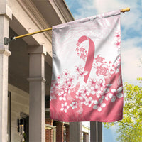 Breast Cancer Awareness Polynesian Garden Flag Floral Pink Ribbon