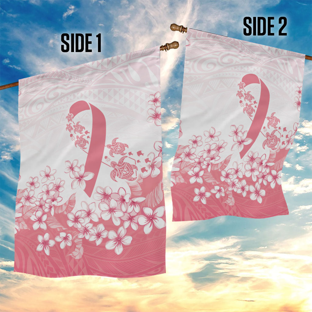 Breast Cancer Awareness Polynesian Garden Flag Floral Pink Ribbon