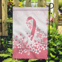 Breast Cancer Awareness Polynesian Garden Flag Floral Pink Ribbon