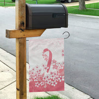 Breast Cancer Awareness Polynesian Garden Flag Floral Pink Ribbon