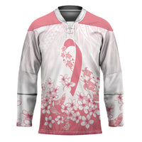 Breast Cancer Awareness Polynesian Hockey Jersey Floral Pink Ribbon