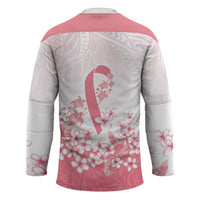 Breast Cancer Awareness Polynesian Hockey Jersey Floral Pink Ribbon