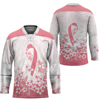 Breast Cancer Awareness Polynesian Hockey Jersey Floral Pink Ribbon