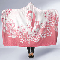 Breast Cancer Awareness Polynesian Hooded Blanket Floral Pink Ribbon