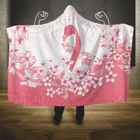 Breast Cancer Awareness Polynesian Hooded Blanket Floral Pink Ribbon