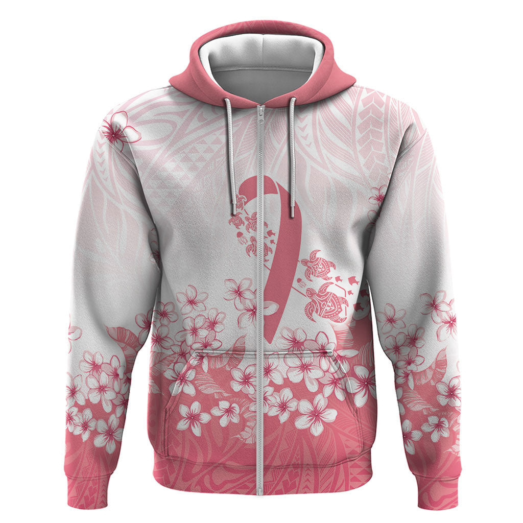 Breast Cancer Awareness Polynesian Hoodie Floral Pink Ribbon