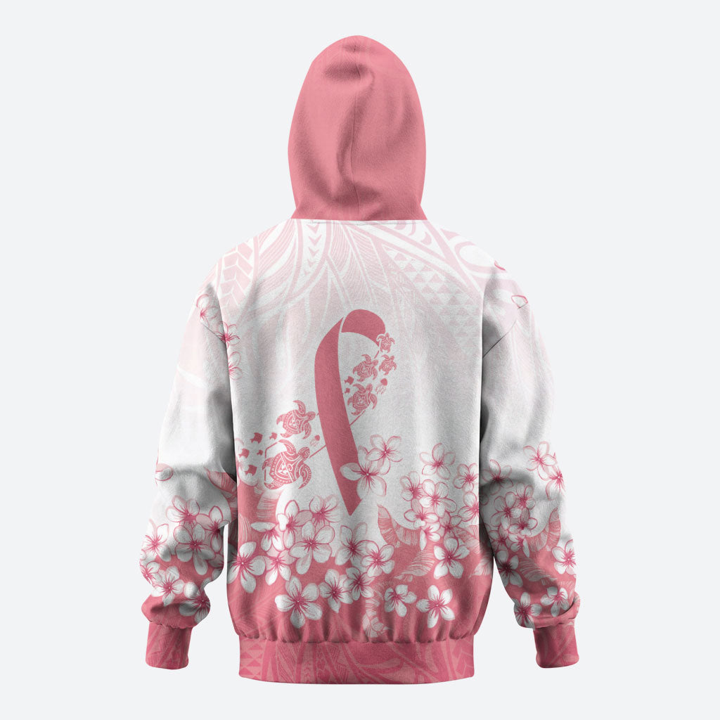 Breast Cancer Awareness Polynesian Hoodie Floral Pink Ribbon