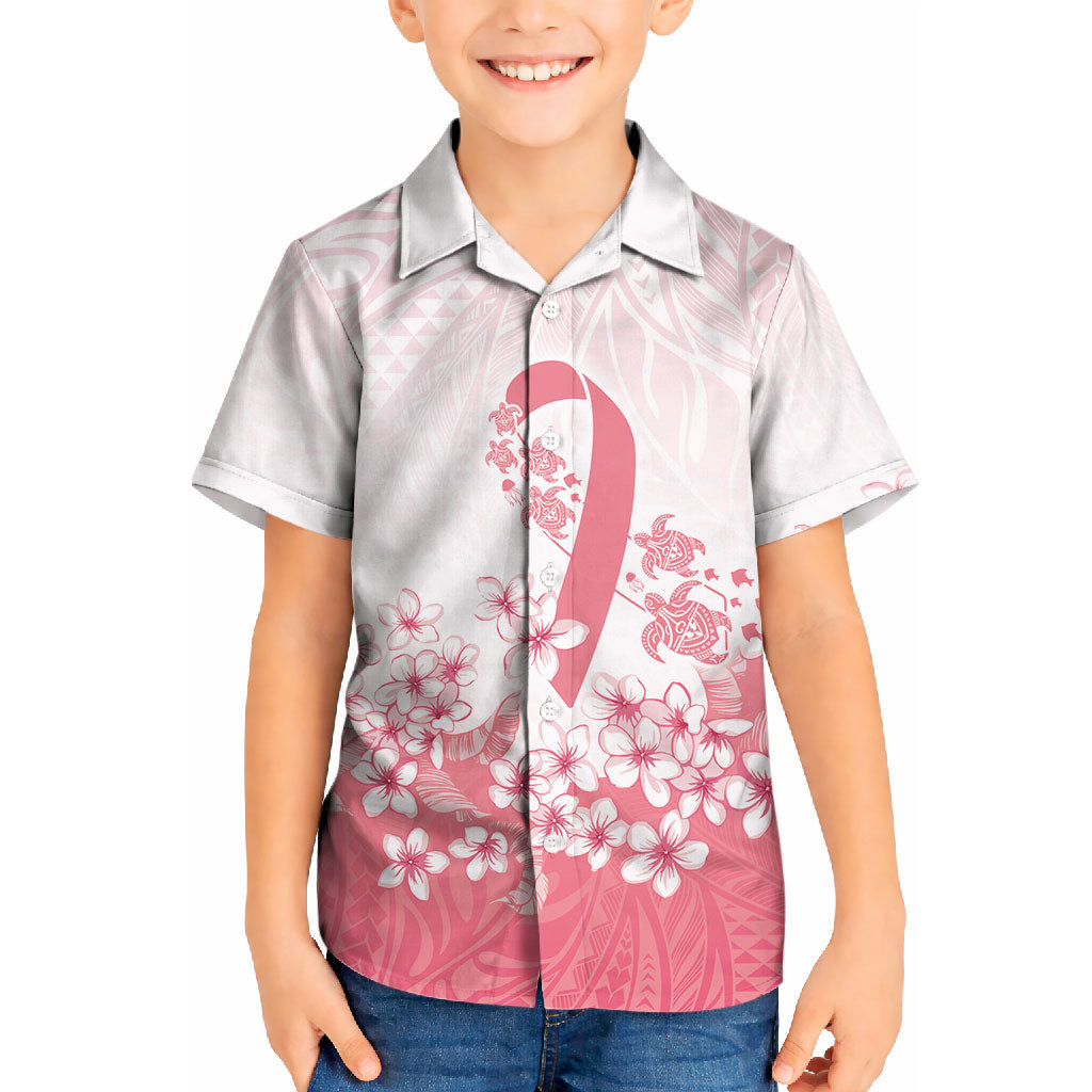 Breast Cancer Awareness Polynesian Kid Hawaiian Shirt Floral Pink Ribbon