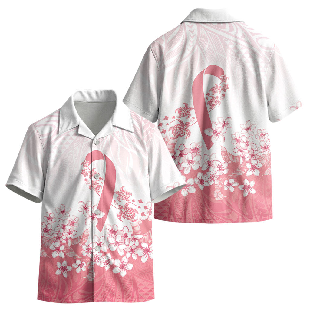 Breast Cancer Awareness Polynesian Kid Hawaiian Shirt Floral Pink Ribbon