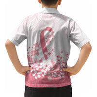 Breast Cancer Awareness Polynesian Kid Hawaiian Shirt Floral Pink Ribbon