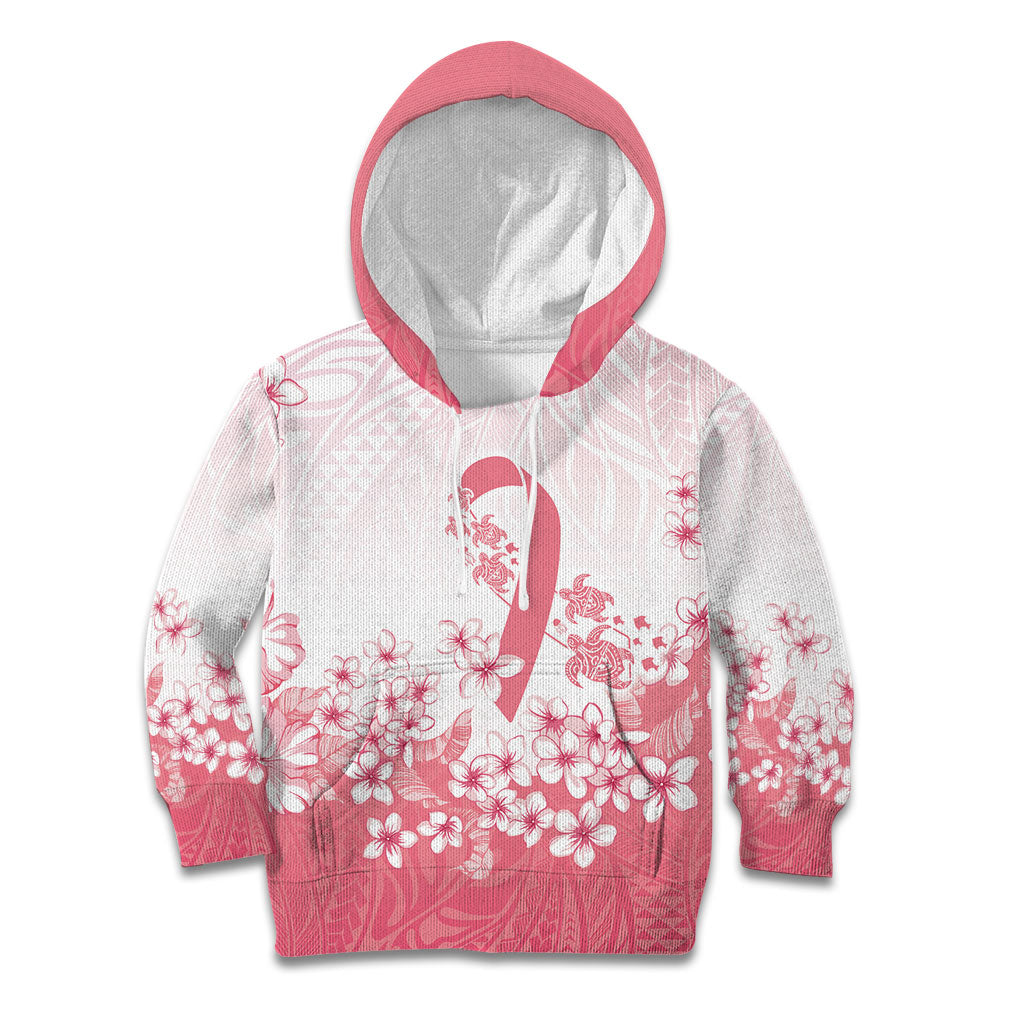 Breast Cancer Awareness Polynesian Kid Hoodie Floral Pink Ribbon