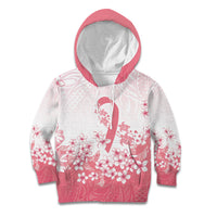 Breast Cancer Awareness Polynesian Kid Hoodie Floral Pink Ribbon