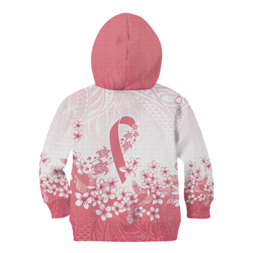 Breast Cancer Awareness Polynesian Kid Hoodie Floral Pink Ribbon