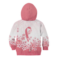 Breast Cancer Awareness Polynesian Kid Hoodie Floral Pink Ribbon