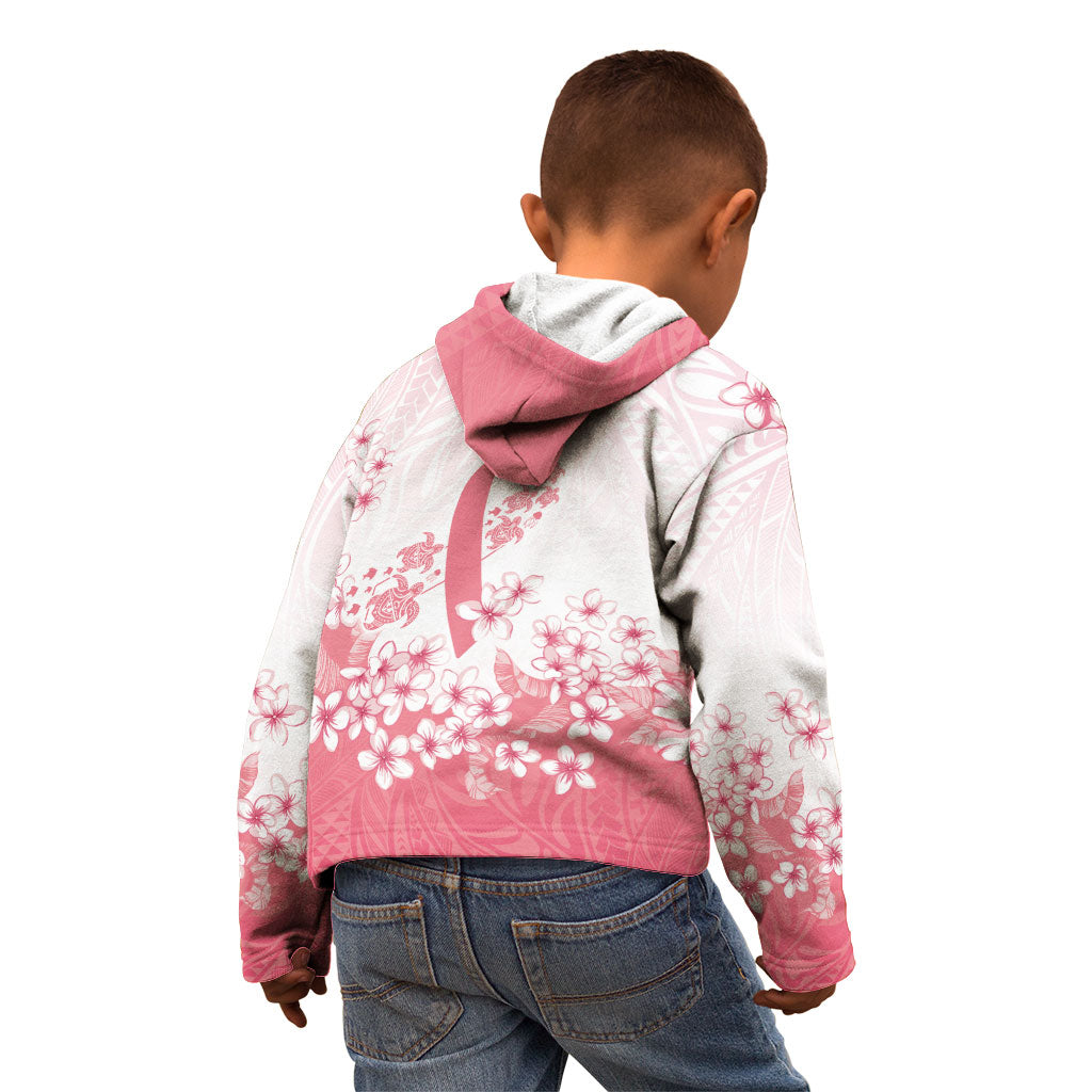 Breast Cancer Awareness Polynesian Kid Hoodie Floral Pink Ribbon