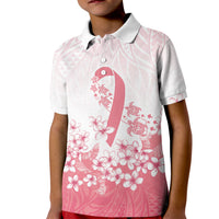 Breast Cancer Awareness Polynesian Kid Polo Shirt Floral Pink Ribbon