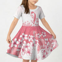 Breast Cancer Awareness Polynesian Kid Short Sleeve Dress Floral Pink Ribbon
