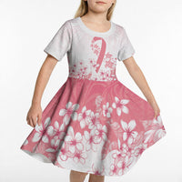 Breast Cancer Awareness Polynesian Kid Short Sleeve Dress Floral Pink Ribbon
