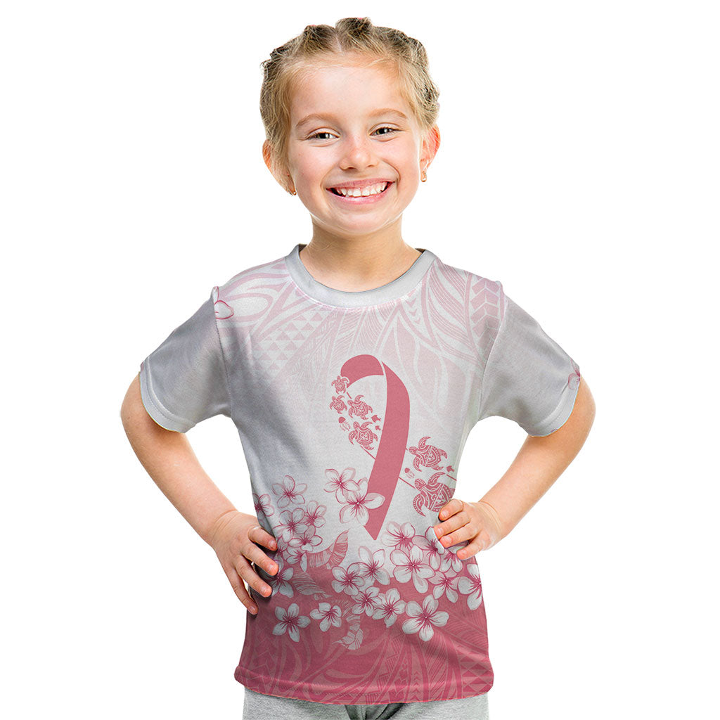 Breast Cancer Awareness Polynesian Kid T Shirt Floral Pink Ribbon