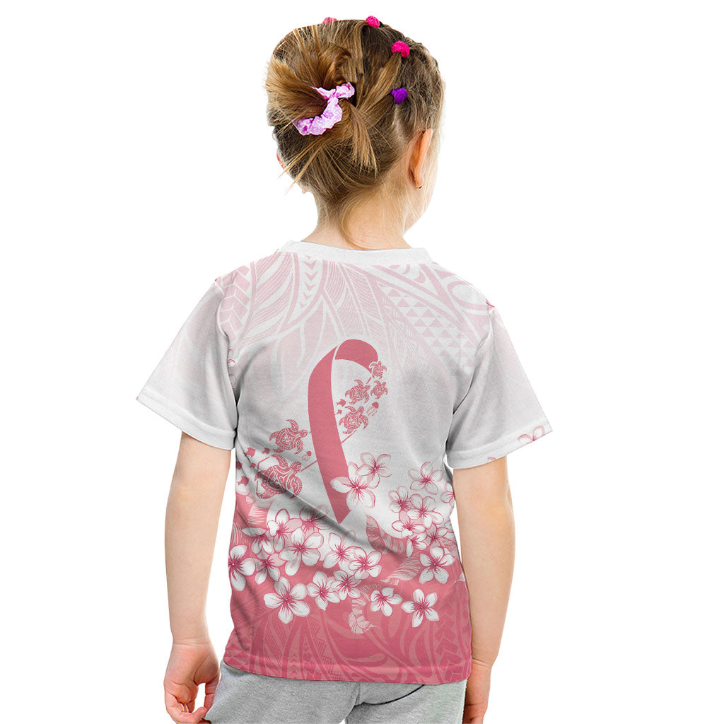Breast Cancer Awareness Polynesian Kid T Shirt Floral Pink Ribbon