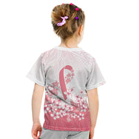 Breast Cancer Awareness Polynesian Kid T Shirt Floral Pink Ribbon