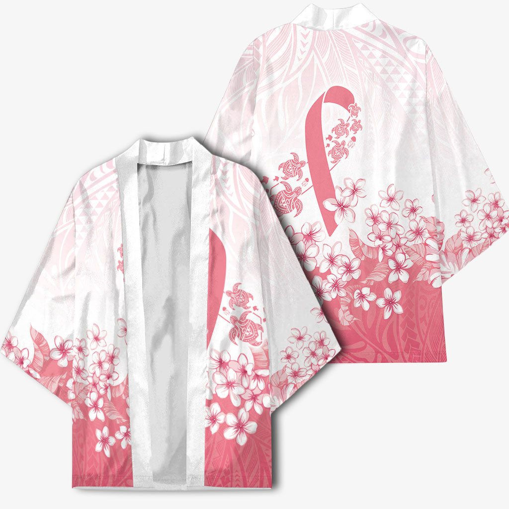 Breast Cancer Awareness Polynesian Kimono Floral Pink Ribbon