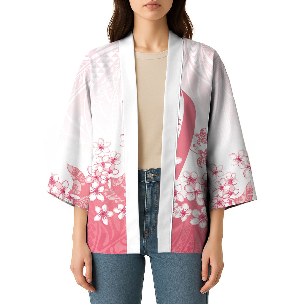 Breast Cancer Awareness Polynesian Kimono Floral Pink Ribbon