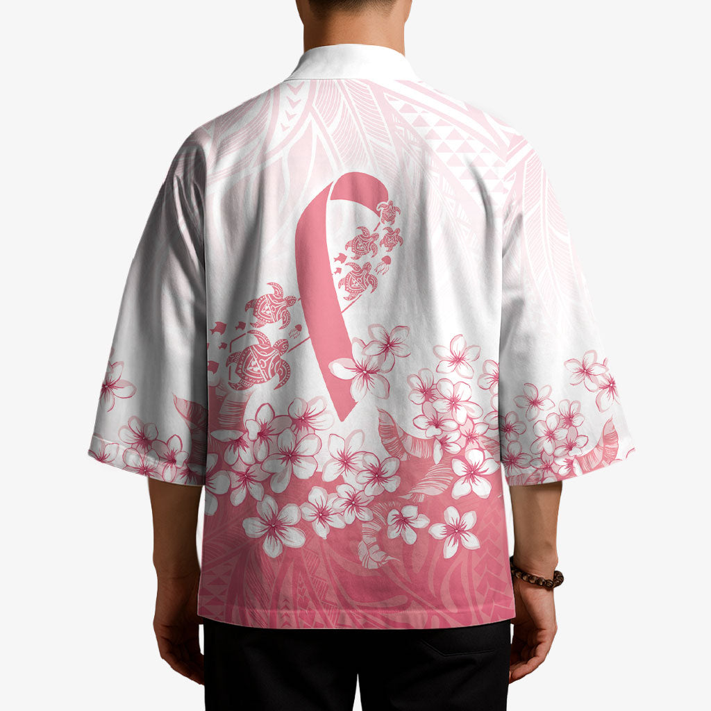 Breast Cancer Awareness Polynesian Kimono Floral Pink Ribbon