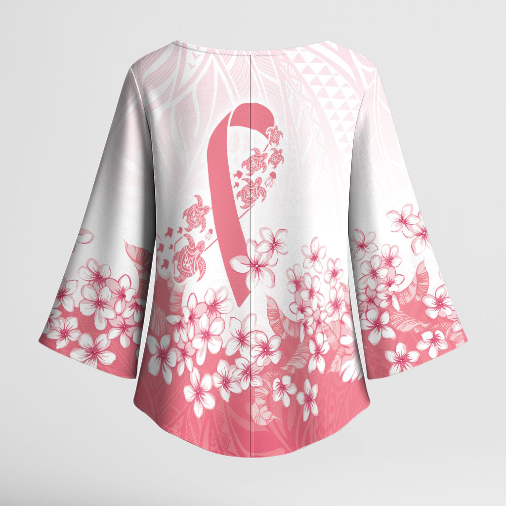 Breast Cancer Awareness Polynesian Kimono Sleeve Blouse Floral Pink Ribbon
