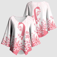 Breast Cancer Awareness Polynesian Kimono Sleeve Blouse Floral Pink Ribbon