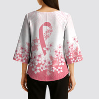 Breast Cancer Awareness Polynesian Kimono Sleeve Blouse Floral Pink Ribbon