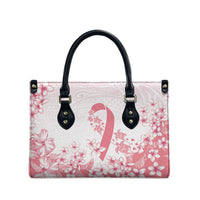 Breast Cancer Awareness Polynesian Leather Bag Floral Pink Ribbon