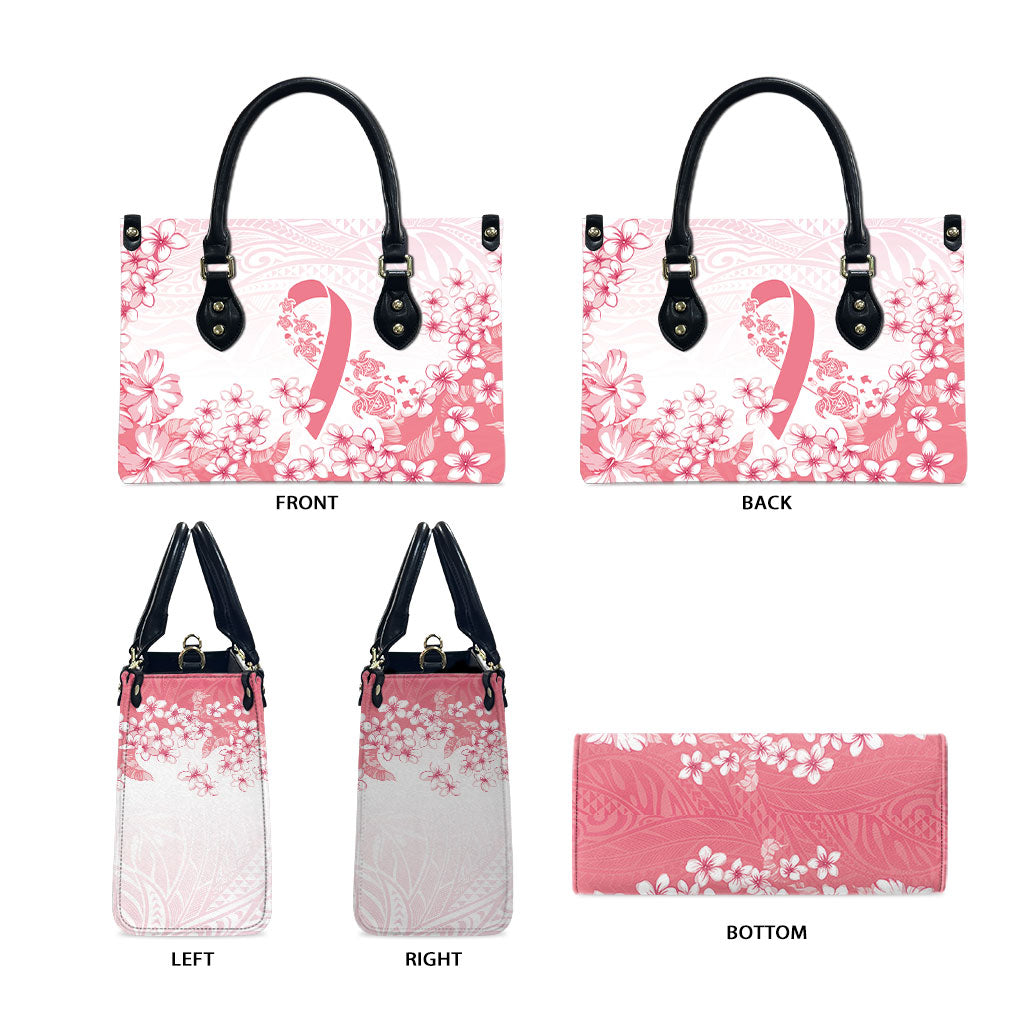 Breast Cancer Awareness Polynesian Leather Bag Floral Pink Ribbon
