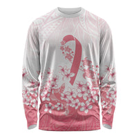 Breast Cancer Awareness Polynesian Long Sleeve Shirt Floral Pink Ribbon
