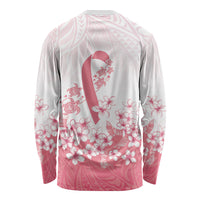Breast Cancer Awareness Polynesian Long Sleeve Shirt Floral Pink Ribbon