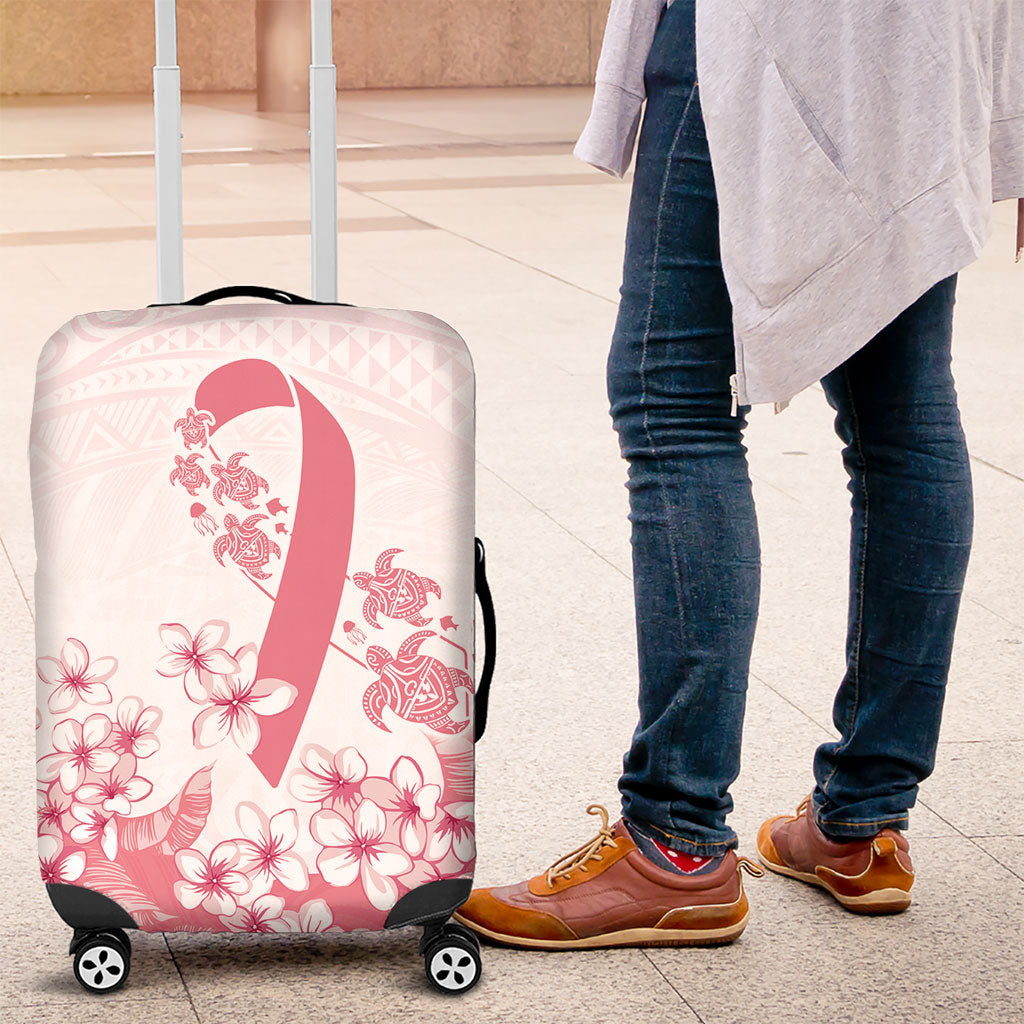 Breast Cancer Awareness Polynesian Luggage Cover Floral Pink Ribbon