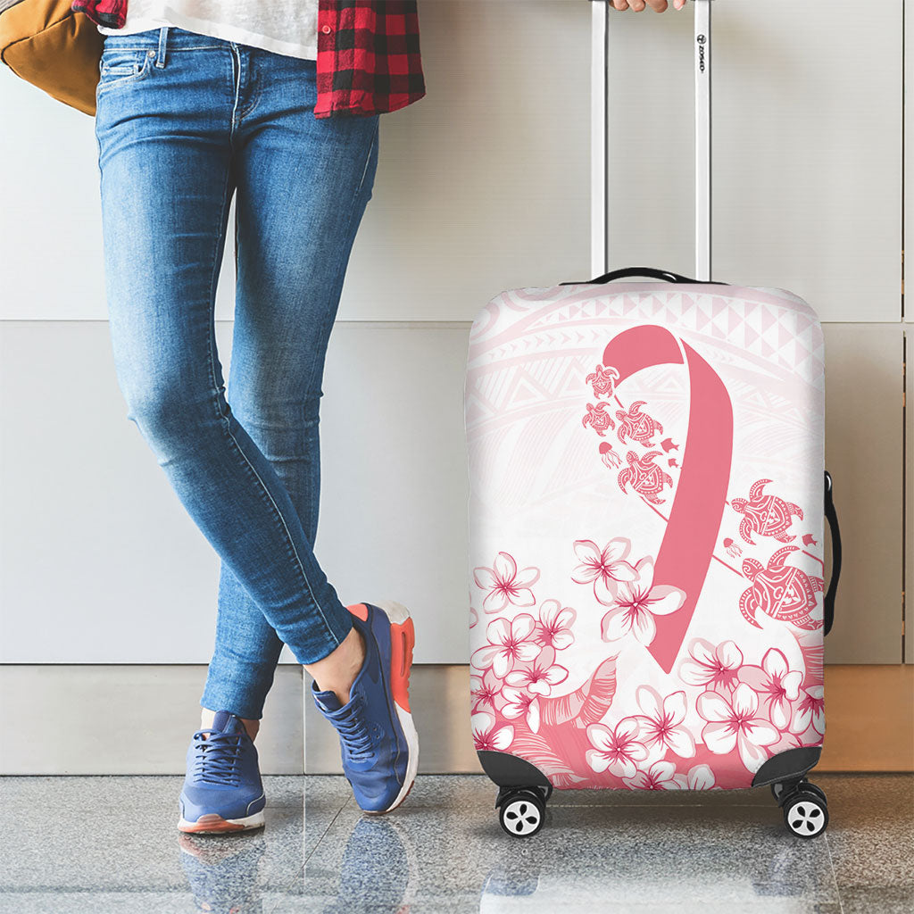 Breast Cancer Awareness Polynesian Luggage Cover Floral Pink Ribbon