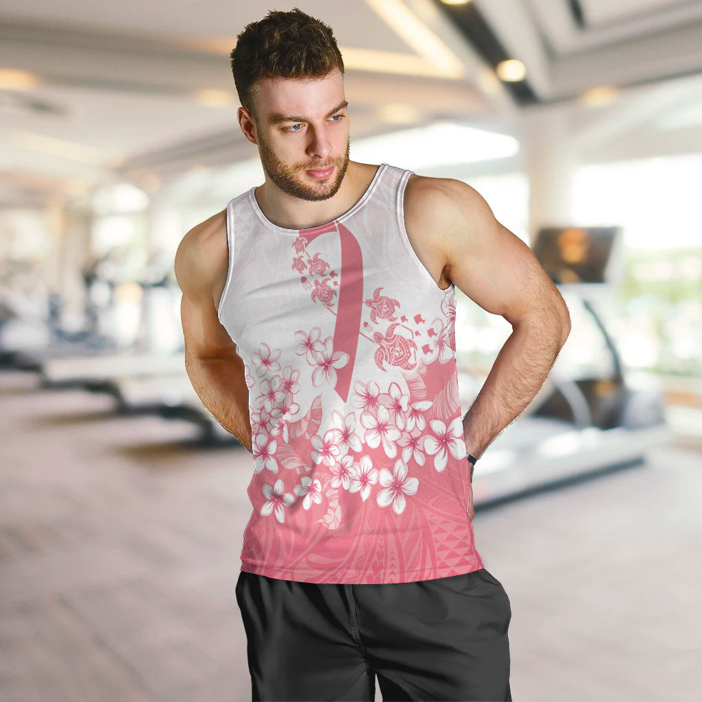 Breast Cancer Awareness Polynesian Men Tank Top Floral Pink Ribbon