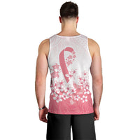 Breast Cancer Awareness Polynesian Men Tank Top Floral Pink Ribbon