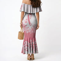 Breast Cancer Awareness Polynesian Mermaid Dress Floral Pink Ribbon