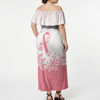 Breast Cancer Awareness Polynesian Off Shoulder Maxi Dress Floral Pink Ribbon