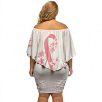 Breast Cancer Awareness Polynesian Off Shoulder Short Dress Floral Pink Ribbon