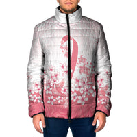 Breast Cancer Awareness Polynesian Padded Jacket Floral Pink Ribbon