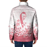 Breast Cancer Awareness Polynesian Padded Jacket Floral Pink Ribbon
